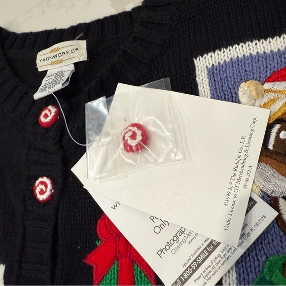 Vintage Y2K 90’s Yarnworks NWT Rudolf Ugly Christmas Cardigan Sweater Women’s 2X - Picture 10 of 12